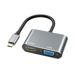 USB C to HDMI VGA Adapter with 4K HDMI, 1080P VGA, ABLEWE USB C Adapter 2-in-1 Hub Thunderbolt 3 to HDMI VGA for MacBook/MacBook Pro/Air,Chromebook Pixel,LenovoYoga,Dell XPS 13,Samsung Galaxy and More