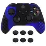 PlayVital Housse en Silicone pour Xbox Series X S,Coque de Protection avec Capuchons Joysticks pour Xbox Series S X-Bleu&Noir
