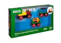 BRIO World Battery Operated Action Train for Kids Age 3 Years Up - Wooden Railwa