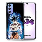 Cokitec Coque Renforcée en Verre Trempé pour Samsung Galaxy A34 5G Manga Dragon Ball Sangoku Noir