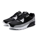 Men Trainers Shock Absorbing Breathable Platform Lace up Mesh Sneakers Outdoor Jogging Fitness Running Sport Shoes Black Gray