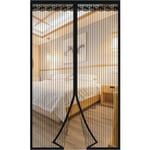 Magnetiskt myggnät för dörr, magnetisk tätning från topp till botten, automatisk stängning, håller frisk luft inuti (95x200 cm, svart