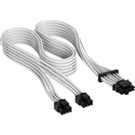 Corsair Câble d'alimentation PCIe 5.0 12 V HPWR 600 W à gaine individuelle de qualité supérieure - Blanc