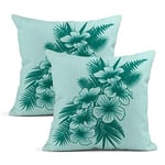 Pillowcase Set of Two Throw Cushion Covers Decorative Hibiscus Tropical Flower Hawaii Lei Exotic Love 16 x 16 Inch Pillow Case Home Car Sofa Office Meeting Room