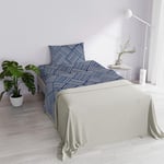 Italian Bed Linen DAFNE 100% Microfibre Bed Set, Citylife Blue