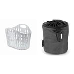 Addis Fold Flat Easy Store Laundry Basket Hamper, Grey & Mint, 38 Litre 518163 & Brabantia - Premium Peg Bag - with Closing Cord - Durable and Weather Resistant