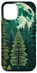Coque pour iPhone 14 Forêt Nature Montagne Lune Vert Arbre Pin Aventure Randonnée
