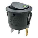Vippstrombrytare gron på av 12V 10A 20mm LED i blister