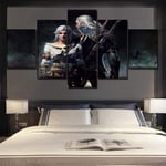 TXCY 5 Canvas Picture Canvas Wall Art Pictures Framework Home Decor Bedroom 5 Pieces Geralt And Ciri Poster Game 3 Wild Hunt Painting