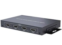 PremiumCord HDMI 4 x 1 Quad multi-viewer avec télécommande et bloc d'alimentation, boîtier en métal, résolution vidéo Full HD 1080p 60 Hz, HDCP, couleur argent