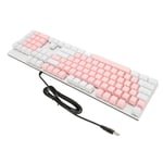 (Pink White) Wired Computer Keyboard Full Size Keyboard Compact 104 Keys