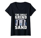 Womens The Daily Grind Includes Sand Cement Mixer Concrete Worker V-Neck T-Shirt