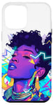 Coque pour iPhone 13 Pro Max Femme couleur style avatar entre couleurs et électricité