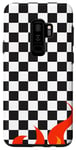 Galaxy S9+ Black and White Checkered Checkerboard Pattern with Flam Case