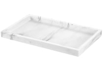 Luxspire Bathroom Vanity Tray, Resin Dresser Jewelry Ring Dish Tank Storage Kitchen Sink Countertop Organizer Plate Holder for Perfume Candles Soap Towel Plant Bathroom Accessories, M, Gravel White