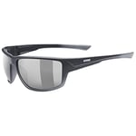 uvex Sportstyle 230 - Sports Sunglasses for Men and Women - Mirrored Lenses - Filter Category 3 - Black Matt/Silver - One Size