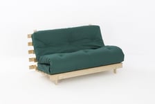 Comfy Living 4ft LUXURY Small Double (120cm) Wooden Futon Set with PREMIUM LUXURY Glade Green Mattress