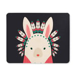 Cute Indian Hare with Feathers Rectangle Non Slip Rubber Mouse Pad Gaming Mousepad Mat for Office Home Woman Man Employee Boss Work