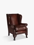 John Lewis Compton Leather Wing Armchair, Hand Antique