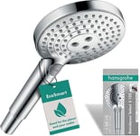 hansgrohe Raindance Select S - Pommeau de douche économie d'eau avec 9 l/min (EcoSmart), Douchette à main avec 3 types de jet, Douchette ronde (diamètre 125 mm), Chromé
