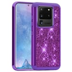 J&D Case Compatible for Samsung Galaxy S20 Ultra 5G Case/Samsung Galaxy S20 Ultra Case, Sparkling Glittering ArmorBox Dual Layer Shockproof Hybrid Protective Rugged Case, Purple