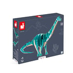 JANOD Enfant 3D Dinosaure Diplodocus-Puzzle en Volume 42 Pièces-Jeu de Construction-Carton FSC-Fabriqué en France-Dès 5 Ans, J05840, Bleu