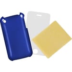 iPhone 3G/3Gs-kit med plastskal, skärmskydd och putsduk, metallic, blå