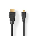 High Speed ​​HDMI till HDMI Micro kabel med Ethernet, 4K@30Hz, 10.2 Gbps, 2m