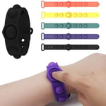 Mini Simple Dimple Sensory Fidget Toy,Decompression Bracelet Stress Relieving Fidgeting Game for Kids and Adults,Relief Flip Puzzle Press Finger Bubble Music Bracelet Anxiety Relief Kill Time (Black)