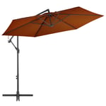 vidaXL Cantilever Umbrella with Aluminium Pole Patio Parasol Sunshade Sun Shelter UV Protection Crank Mechanism Stable Terracotta 300 cm