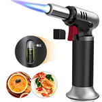 CGZZ Blow Torch, Kitchen flamethrower, Culinary Cooking Torch with Fuel Gauge, Refillable Food Kitchen Torch with Adjustable Flame & Lock, for Cooking