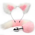 The Vixen Foxtail Butt Plug and Ears (Pink and White)