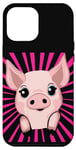Coque pour iPhone 14 Pro Max Mini cochon rose Sunburst mignon cochon