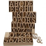 Creativ Bokstäver, siffror och symboler MDF - H: 8 cm 240 st