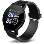 Bluetooth Smart Watch Herr Dam Blodtryck SmartWatch Sports Watch Whatsapp för Android iOS Smartwatch (Färg: Svart