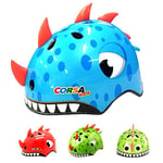 TITST Kids Helmet, Age 2-13 Years Old, Cute Cartoon Animal 3D Dinosaur Helmets, Adjustable Youth Boys Girls Multi-Sport Protection Gear Size19-23" for Cycle Bike Scooter Skating LUOWAN blue-S