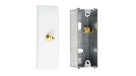 Architrave 1 RCA Surround Sound Speaker Wall Plate + Flush Fit metal Back Box. NO SOLDERING REQUIRED