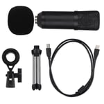 Portable Condenser Usb Microphone For Pc Laptop With Tripod Black
