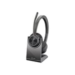Poly - Voyager 4320 UC Wireless Headset + Charge Stand (Plantronics) - Headphones w/ Mic - Connect to PC/Mac via USB-C Bluetooth Adapter, Cell Phone via Bluetooth-Works w/ Teams (Certified), Zoom&More