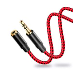 3.5mm Headphone Extension Cable 8M, Youii 3.5mm Male to Female Stereo Audio Extension Cable Adapter with Gold Plated Connector (Braied-Red).