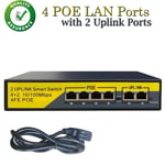 POE Switch HUB 4 Port Network Device Power Over Ethernet IP Cameras NVR UK