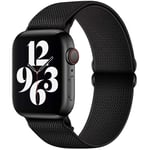 GBPOOT Solo Loop Compatible with Apple Watch Strap 38mm/40mm for Female Male,Elastic Stretchy Nylon Sports Replacement Strap for IWatch Series 6/SE/5/4/3/2/1,Pure Black,42/44mm