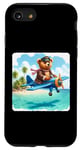 iPhone SE (2020) / 7 / 8 Bear Flies Plane Over Island. Pilot Jacket Aerial Journey Case