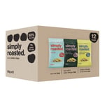 Simply Roasted: Classic Mixed Case Sharer Bags | 4x Sea Salt, 4x Mature Cheddar & Red Onion, 4x Sea Salt & Cider Vinegar | 50% less fat roasted potato crisps (Box of 12 x 93g bags)