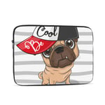 Laptop Case,10-17 Inch Laptop Sleeve Carrying Case Polyester Sleeve for Acer/Asus/Dell/Lenovo/MacBook Pro/HP/Samsung/Sony/Toshiba,Cute Cartoon Pug Dog With A Red Cap On Striped Background 17 inch
