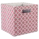 DII Boîte de rangement pliable en tissu rigide pour crèche, bureau et organisation de la maison (33 x 33 x 33 cm) – Rose treillis