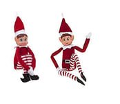Pack Of 2-30cm Bend and Pose Elves - With Vinyl Faces & Grip Together Hands - The Bigger The Elves The More Mischief
