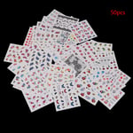 3d Nail Art Transfer Stickers 50 Sheets Flower Decals Manicure D One Size