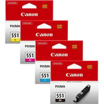 Genuine Canon CLI-551 BK/C/M/Y 4 Colour Ink Cartridges for PIXMA iP7250 iP7200