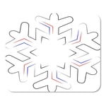 Abstract White Black Red Blue Snowflake Contour Outline Snow Winter Home School Game Player Computer Worker MouseMat Mouse Padch